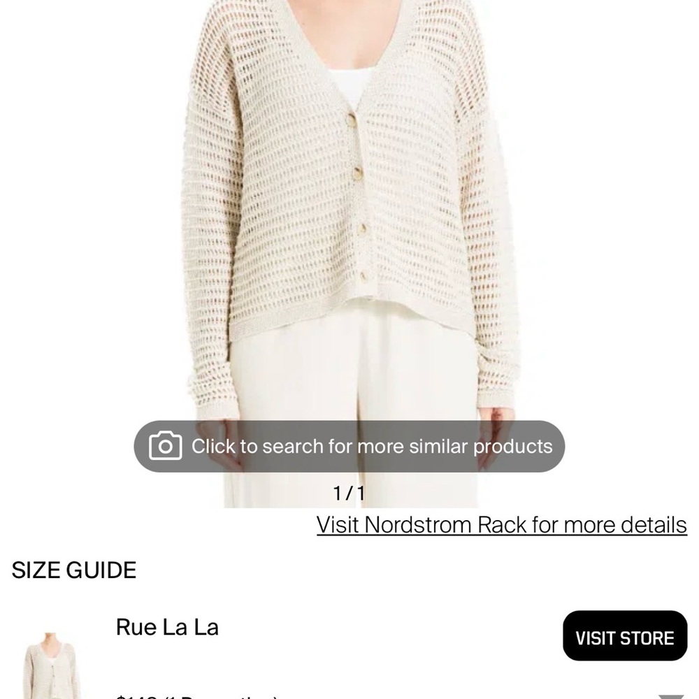 Max Studio Cream Open-Knit Cardigan
